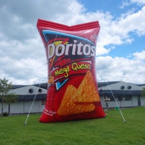 Giant inflatable Doritos bag displayed outdoors