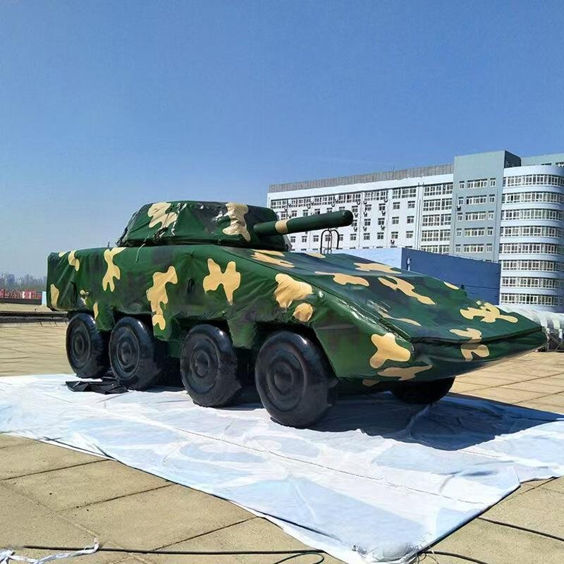 Camouflage inflatable armored vehicle model with eight wheels